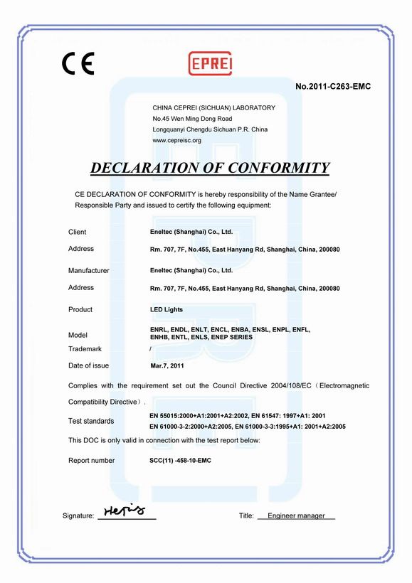 Luces LED Certiflcates